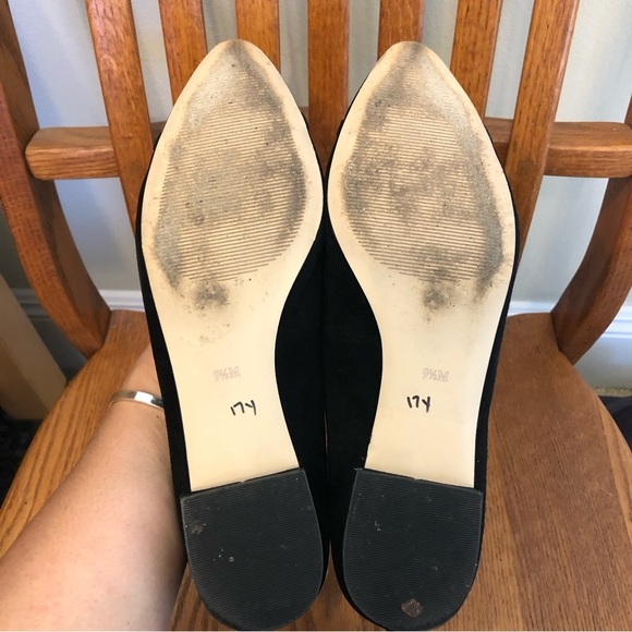 🌈 6/$60, Talbots Edison Black Suede Bow Vamp Point Toe Flat, Size 9.5 - Picture 9 of 11